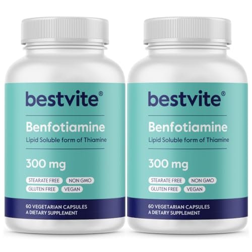 Benfotiamin 300mg (120 Kapseln, pflanzlich) (60x2) – Ohne Stearate, ohne Siliciumdioxid, vegan, ohne Gentechnik, glutenfrei