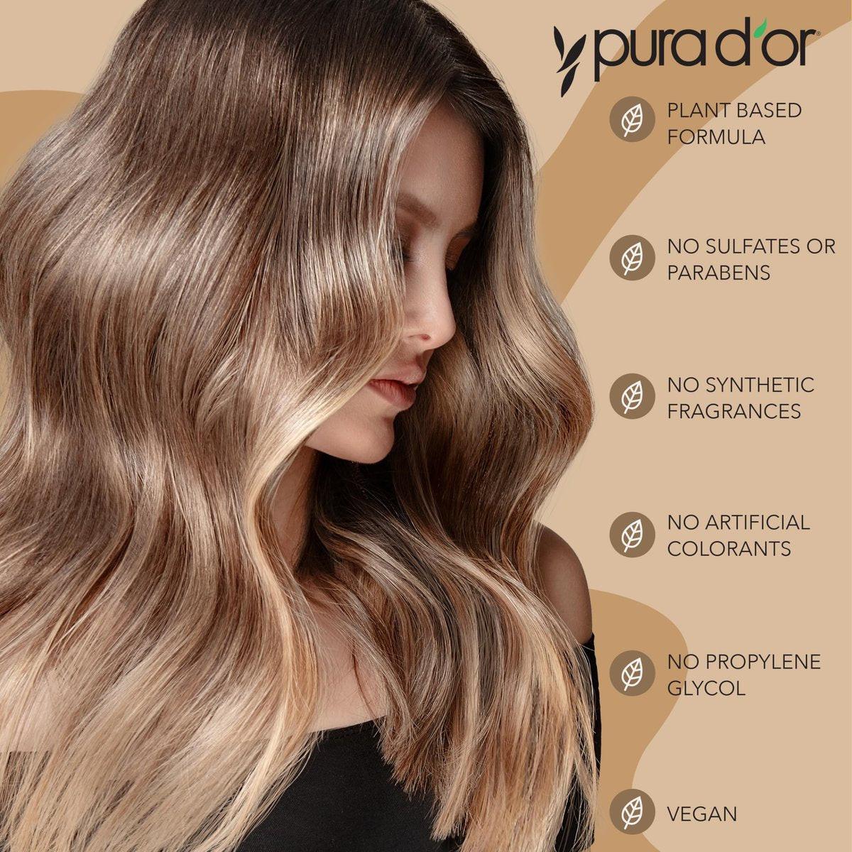 PURA D'OR 16 Oz Biotin-Shampoo – Klinisch formuliert für dünner werdendes Haar – 2-fach konzentrierte Kräutermischung für Frauen und Männer