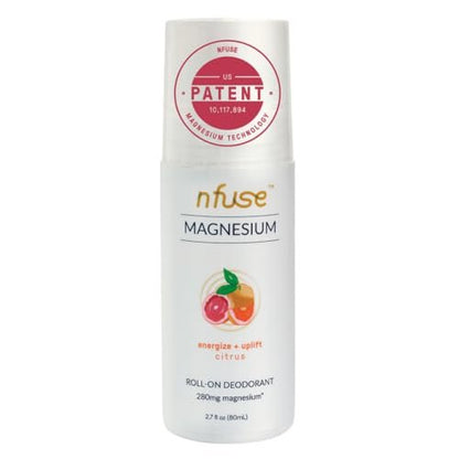 nfuse Magnesium Roll-On Deodorant - Natürlich, Aluminiumfrei - Patentierte Magnesium-Technologie - Zitrus-Essenz (Energie und Stimmung)