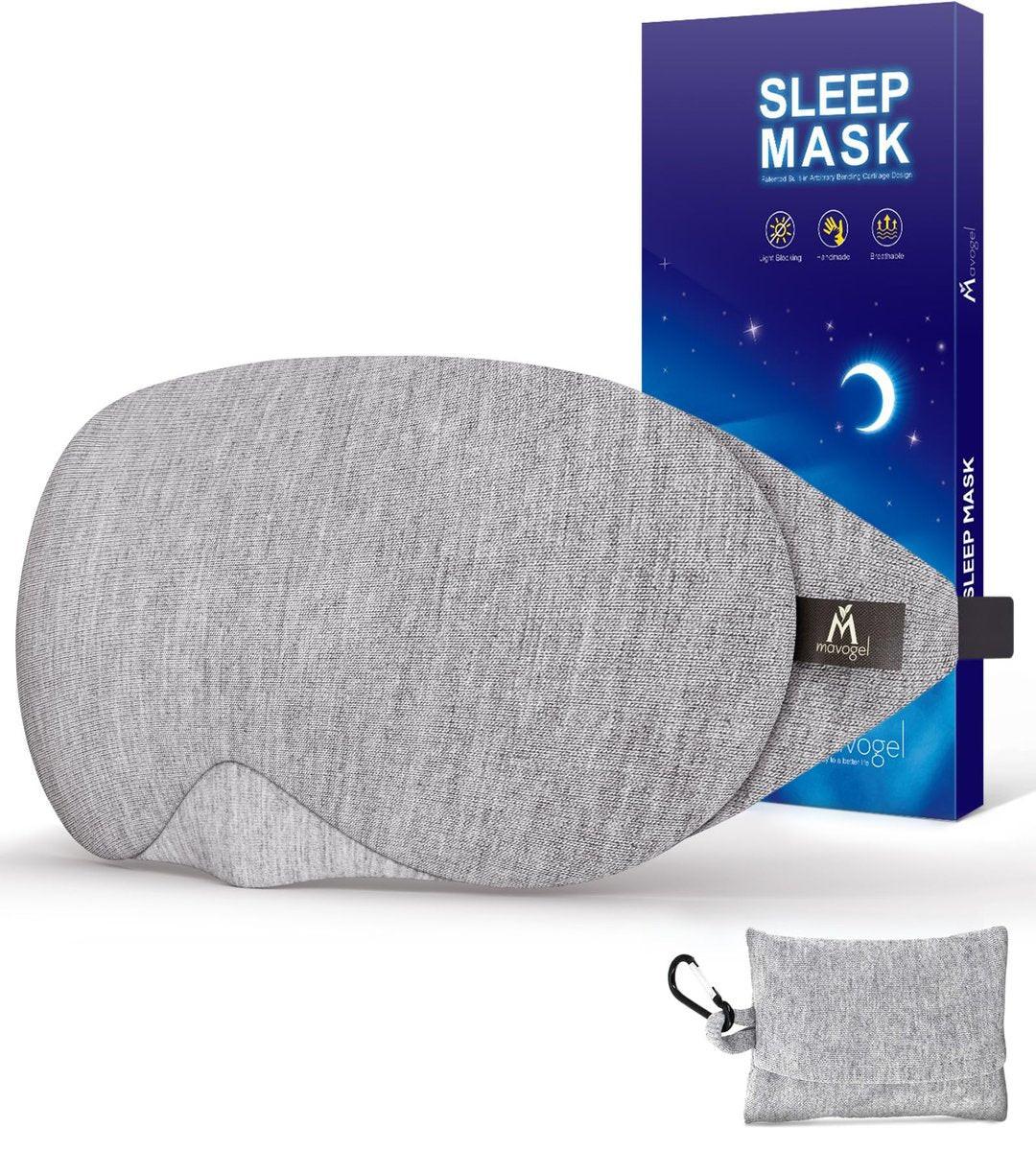 Mavogel Schlafmaske aus Baumwolle – Aktualisiertes Design mit verstellbarem Nasensteg, weiche und bequeme Augenmaske für Männer und Frauen, Schlafbrille für Schichtarbeit, inklusive Reisebeutel, Grau
