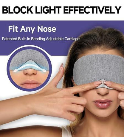 Mavogel Schlafmaske aus Baumwolle – Aktualisiertes Design mit verstellbarem Nasensteg, weiche und bequeme Augenmaske für Männer und Frauen, Schlafbrille für Schichtarbeit, inklusive Reisebeutel, Grau