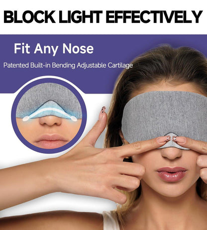 Mavogel Schlafmaske aus Baumwolle – Aktualisiertes Design mit verstellbarem Nasensteg, weiche und bequeme Augenmaske für Männer und Frauen, Schlafbrille für Schichtarbeit, inklusive Reisebeutel, Grau