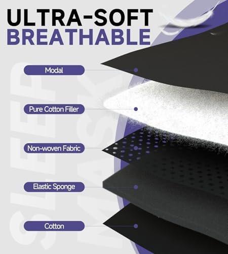 Mavogel Schlafmaske aus Baumwolle – Aktualisiertes Design, lichtblockierend mit verstellbarem Nasensteg, weiche und bequeme Augenmaske für Männer und Frauen, Augenbinde für Schichtarbeit, inklusive Reisetasche, Schwarz