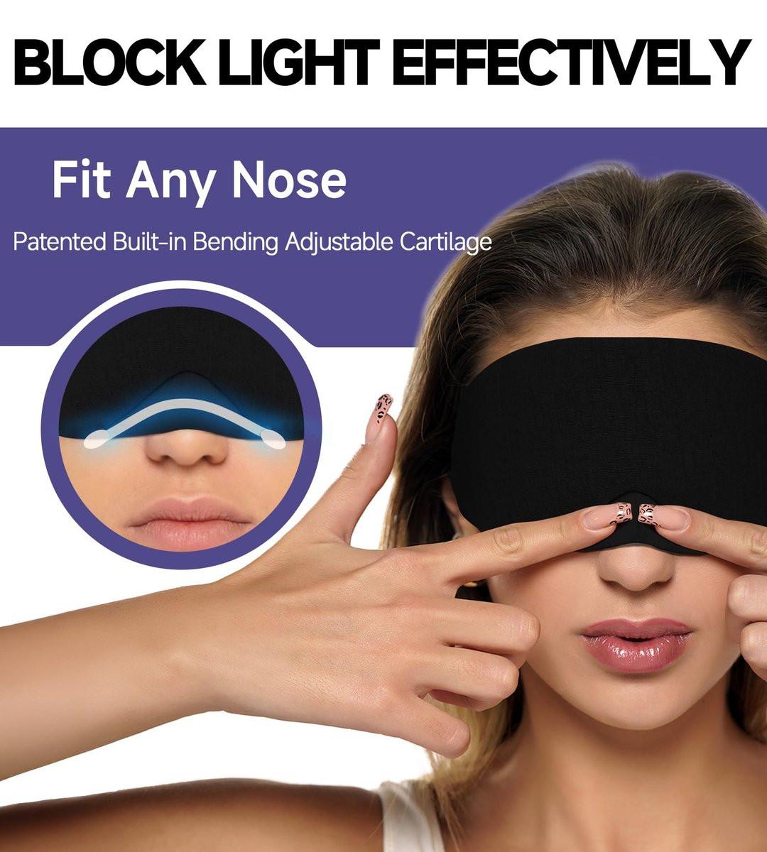 Mavogel Schlafmaske aus Baumwolle – Aktualisiertes Design, lichtblockierend mit verstellbarem Nasensteg, weiche und bequeme Augenmaske für Männer und Frauen, Augenbinde für Schichtarbeit, inklusive Reisetasche, Schwarz