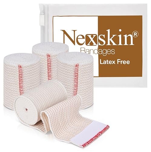 Nexskin Premium Elastische Bandage (7,5 cm breit, 4er-Pack) – Latexfreie Sport-/Kompressionsbandagen mit Klettverschluss an beiden Enden – Waschbar & wiederverwendbar
