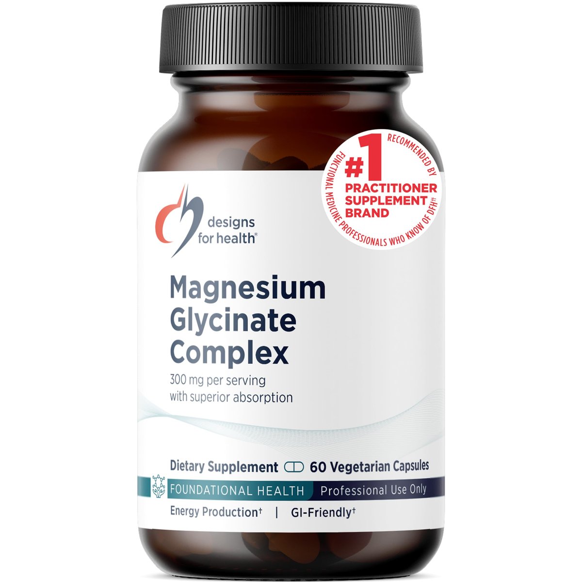 Designs for Health Magnesium Glycinat Komplex – Hochabsorbierender, patentierter Magnesiumkomplex – Fördert ruhigen Schlaf, Energie, Knochen- und Herzgesundheit sowie Immununterstützung – Vegan, glutenfrei (60 Kapseln)