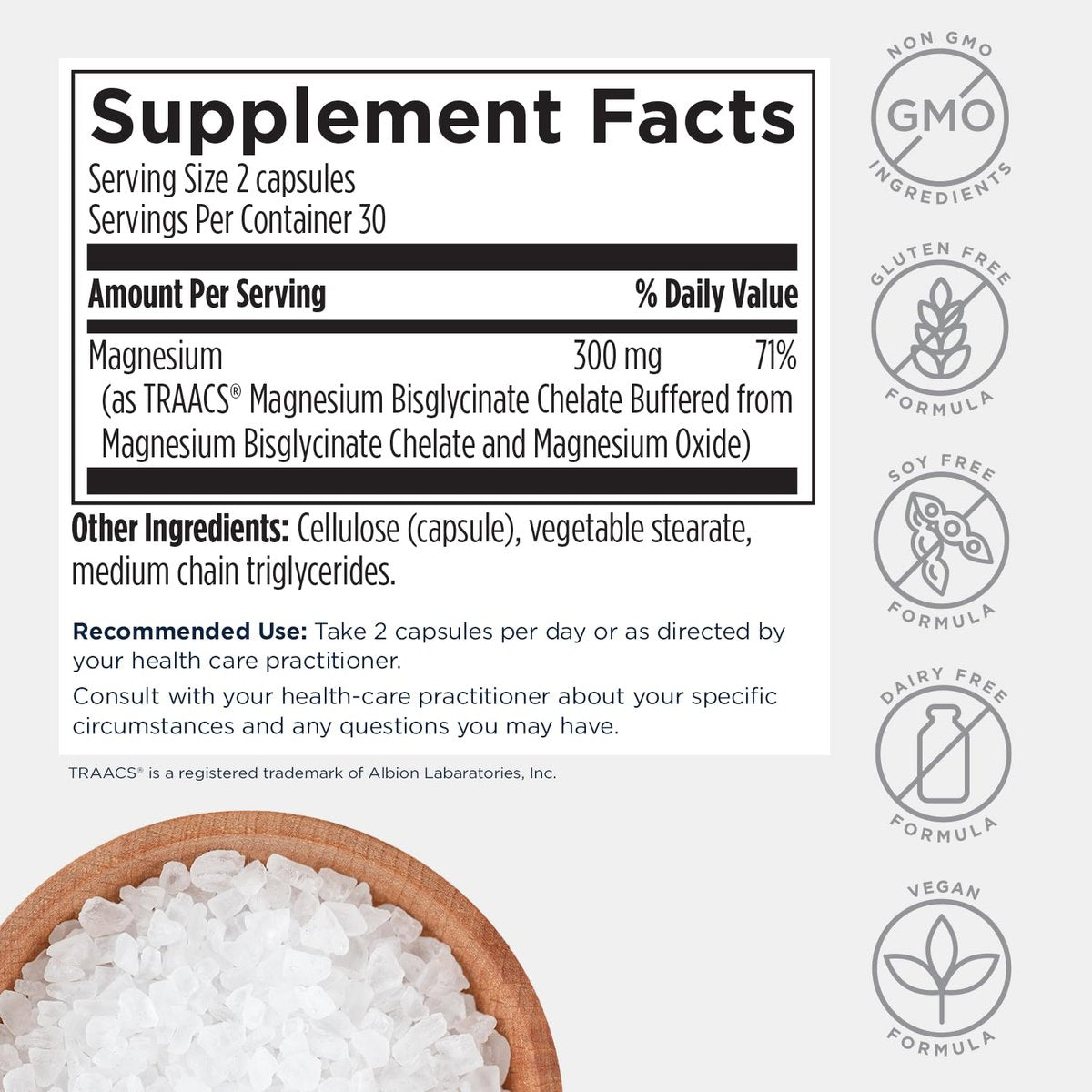 Designs for Health Magnesium Glycinat Komplex – Hochabsorbierender, patentierter Magnesiumkomplex – Fördert ruhigen Schlaf, Energie, Knochen- und Herzgesundheit sowie Immununterstützung – Vegan, glutenfrei (60 Kapseln)