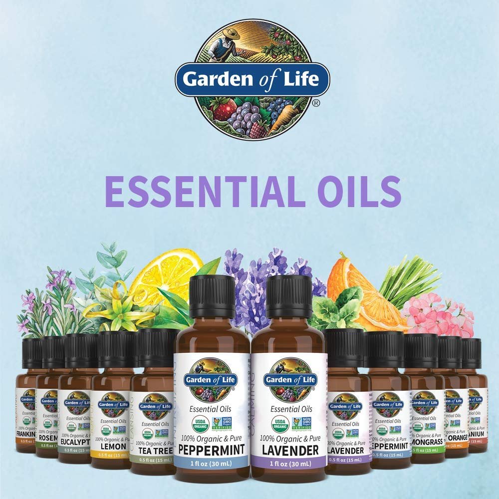 Garden of Life Bio-Lavendel Bio-Öl, 15 ml, 100 % USDA Bio & rein, unverdünnt & nicht genetisch verändert – für Diffuser, Aromatherapie, Meditation, Hautpflege, Schlaf – beruhigend, entspannend, wohltuend