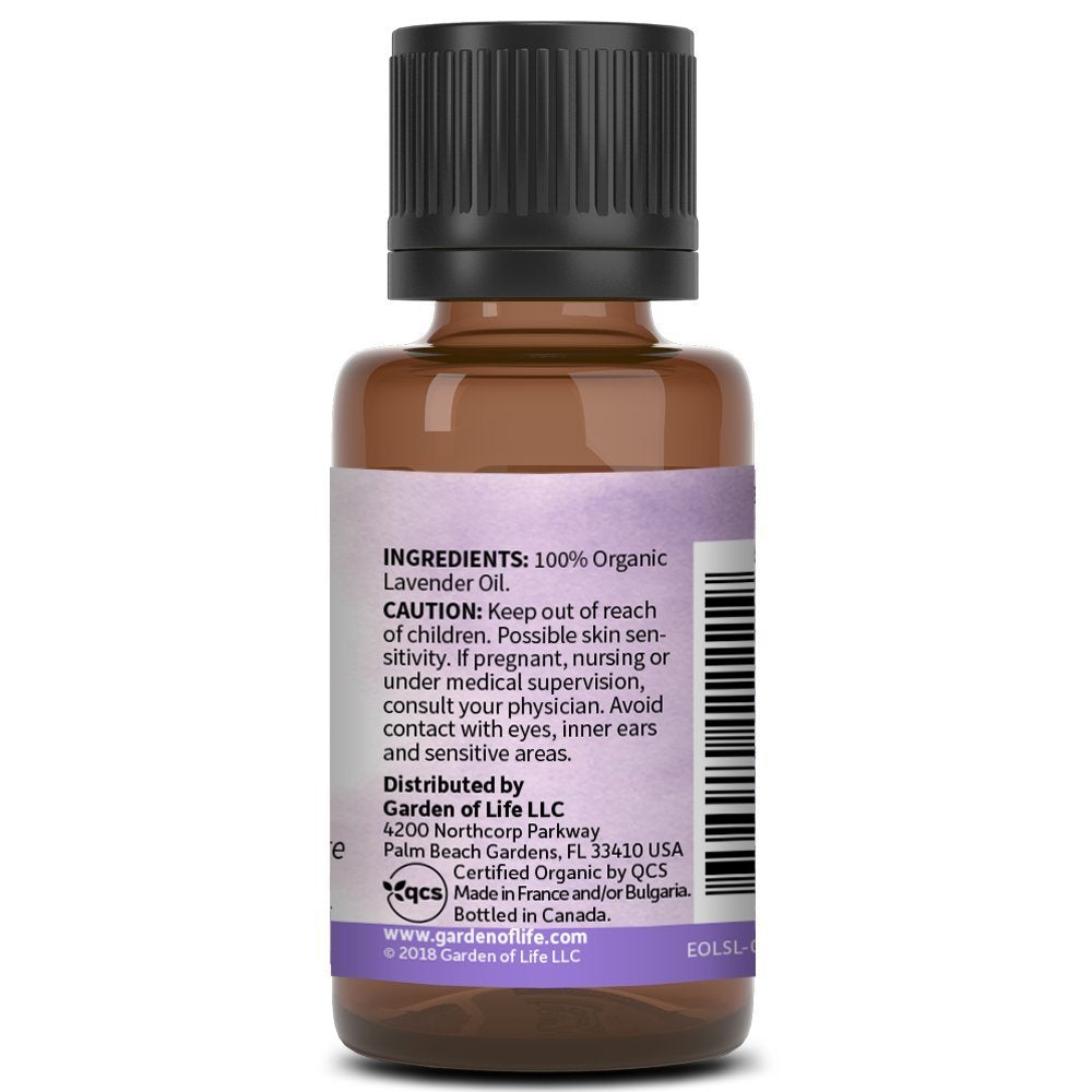 Garden of Life Bio-Lavendel Bio-Öl, 15 ml, 100 % USDA Bio & rein, unverdünnt & nicht genetisch verändert – für Diffuser, Aromatherapie, Meditation, Hautpflege, Schlaf – beruhigend, entspannend, wohltuend