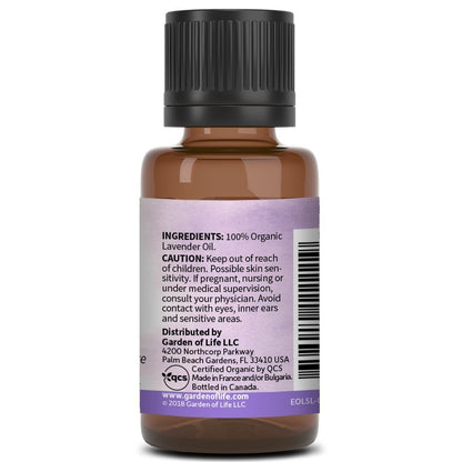 Garden of Life Bio-Lavendel Bio-Öl, 15 ml, 100 % USDA Bio & rein, unverdünnt & nicht genetisch verändert – für Diffuser, Aromatherapie, Meditation, Hautpflege, Schlaf – beruhigend, entspannend, wohltuend