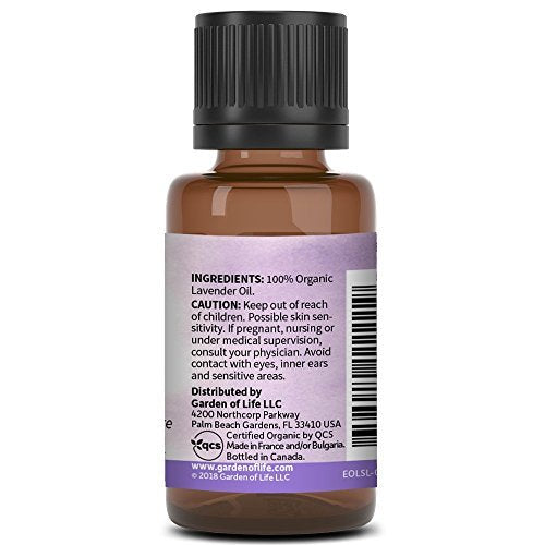 Garden of Life Bio-Lavendel Bio-Öl, 15 ml, 100 % USDA Bio & rein, unverdünnt & nicht genetisch verändert – für Diffuser, Aromatherapie, Meditation, Hautpflege, Schlaf – beruhigend, entspannend, wohltuend