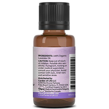 Garden of Life Bio-Lavendel Bio-Öl, 15 ml, 100 % USDA Bio & rein, unverdünnt & nicht genetisch verändert – für Diffuser, Aromatherapie, Meditation, Hautpflege, Schlaf – beruhigend, entspannend, wohltuend