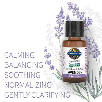 Garden of Life Bio-Lavendel Bio-Öl, 15 ml, 100 % USDA Bio & rein, unverdünnt & nicht genetisch verändert – für Diffuser, Aromatherapie, Meditation, Hautpflege, Schlaf – beruhigend, entspannend, wohltuend
