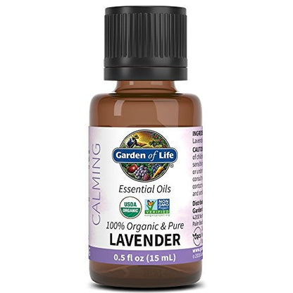 Garden of Life Bio-Lavendel Bio-Öl, 15 ml, 100 % USDA Bio & rein, unverdünnt & nicht genetisch verändert – für Diffuser, Aromatherapie, Meditation, Hautpflege, Schlaf – beruhigend, entspannend, wohltuend