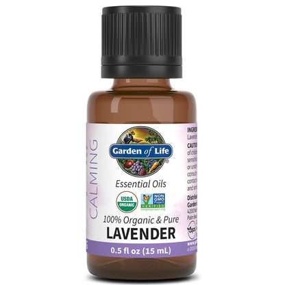 Garden of Life Bio-Lavendel Bio-Öl, 15 ml, 100 % USDA Bio & rein, unverdünnt & nicht genetisch verändert – für Diffuser, Aromatherapie, Meditation, Hautpflege, Schlaf – beruhigend, entspannend, wohltuend