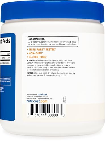Nutricost Calcium Carbonat Pulver 500 g – Reines Calcium für Knochen & Zähne