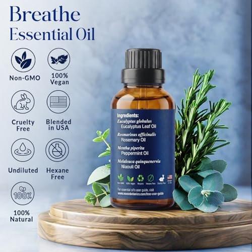 Nexon Botanics Breathe Essential Oil Blend 30 ml – Atemwegsfreiheit mit Menthol Ölen – für Diffuser, Aromatherapie und Luftbefeuchter