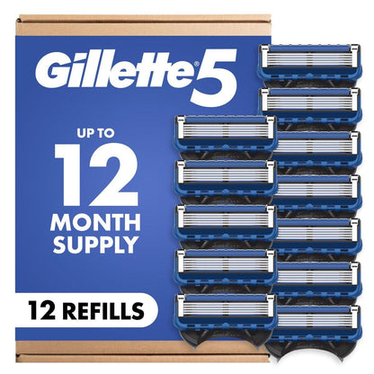 Gillette 5 Rasierklingen Nachfüllpackung für Herren, 5-Klingen-System, 12 Stück