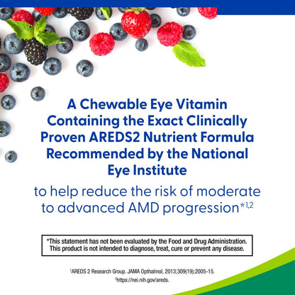 PreserVision AREDS 2 Augenvitamine – Lutin & Zeaxanthin Kautabletten mit Vitamin C, E, Zink & Kupfer, gemischte Beere, 60 Tabletten