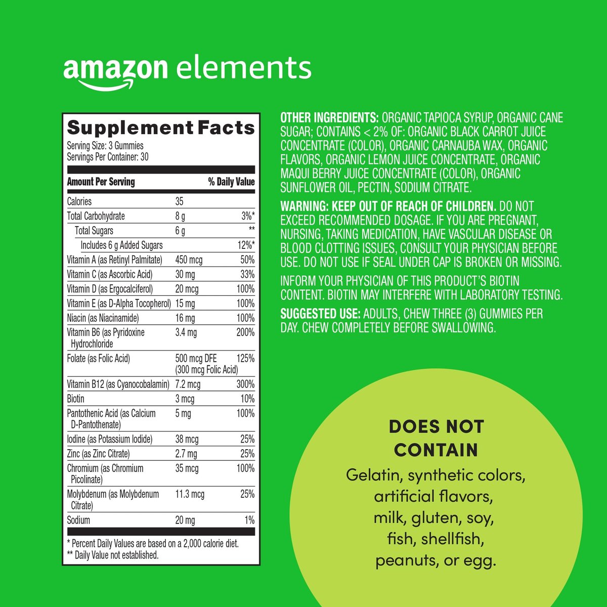 Herren Bio-Multivitamin Gummis, 90 Stück (3 Gummis pro Portion), Vegetarisch, Glutenfrei, Bio-zertifiziert