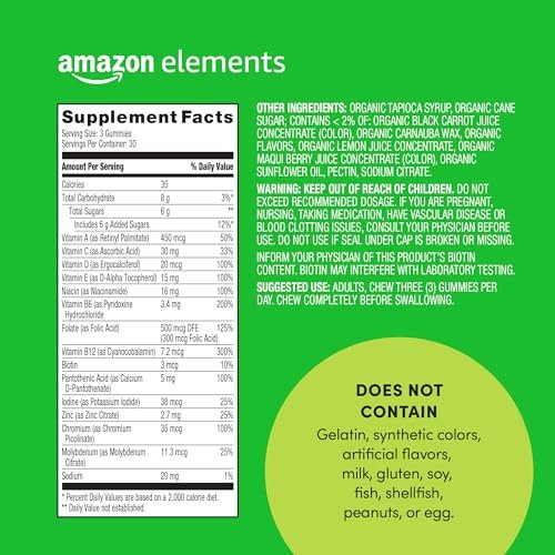 Herren Bio-Multivitamin Gummis, 90 Stück (3 Gummis pro Portion), Vegetarisch, Glutenfrei, Bio-zertifiziert