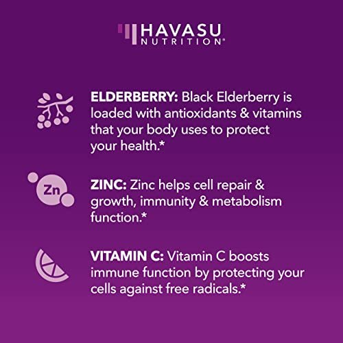 Sambucus Holunderbeeren Gummies für Erwachsene - Immununterstützung mit Vitamin C und Zink - Tägliche Abwehrkräfte - 60 Stück, 1 Monatsvorrat, Beerengeschmack - Praktisches Wellness