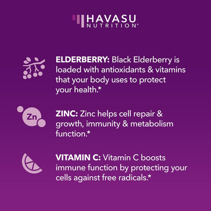 Sambucus Holunderbeeren Gummies für Erwachsene - Immununterstützung mit Vitamin C und Zink - Tägliche Abwehrkräfte - 60 Stück, 1 Monatsvorrat, Beerengeschmack - Praktisches Wellness