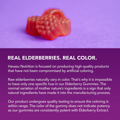 Sambucus Holunderbeeren Gummies für Erwachsene - Immununterstützung mit Vitamin C und Zink - Tägliche Abwehrkräfte - 60 Stück, 1 Monatsvorrat, Beerengeschmack - Praktisches Wellness