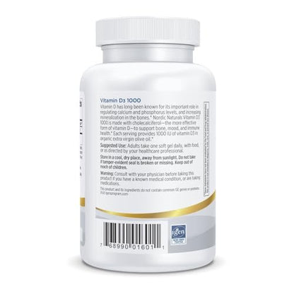 Nordic Naturals Pro Vitamin D3 1000, Orange - 120 Mini Softgels - 1000 IE Vitamin D3 - Unterstützt gesunde Knochen, Stimmung & Immunsystem - Non-GMO - 120 Portionen