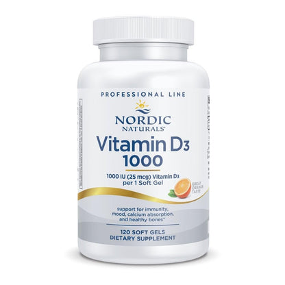 Nordic Naturals Pro Vitamin D3 1000, Orange - 120 Mini Softgels - 1000 IE Vitamin D3 - Unterstützt gesunde Knochen, Stimmung & Immunsystem - Non-GMO - 120 Portionen