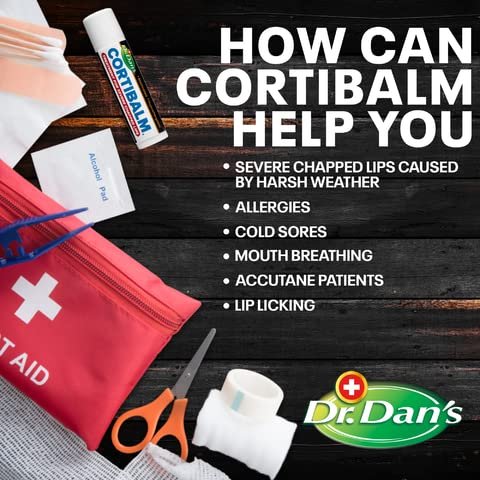 Dr. Dan's Cortibalm - 3er Pack - Heilender Lippenbalsam für trockene, rissige Lippen - Für Männer, Frauen und Kinder