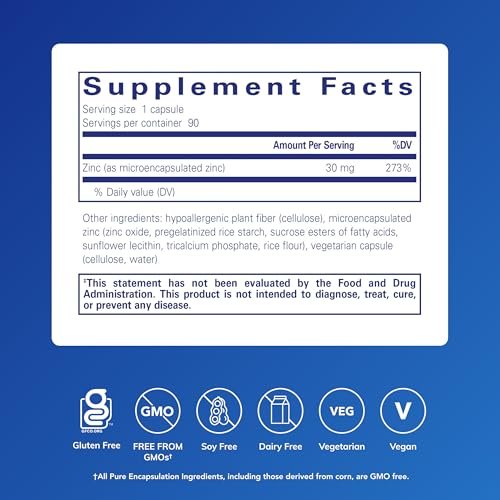 Pure Encapsulations UltraZin Zink | Hoch bioverfügbares Mineral zur Unterstützung von Stoffwechsel und Immunsystem* | 90 Kapseln