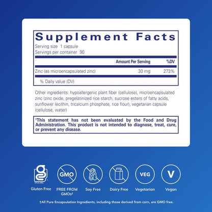 Pure Encapsulations UltraZin Zink | Hoch bioverfügbares Mineral zur Unterstützung von Stoffwechsel und Immunsystem* | 90 Kapseln