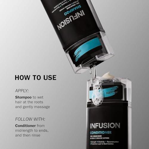 TRUSS Infusion Haar Shampoo - Reinigendes Shampoo für trockenes Haar, Reparatur, Feuchtigkeit und Schutz - 100% vegan, farbschonend mit Anti-Aging-Vorteilen (300 ml)