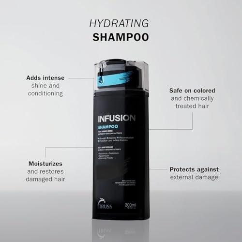 TRUSS Infusion Haar Shampoo - Reinigendes Shampoo für trockenes Haar, Reparatur, Feuchtigkeit und Schutz - 100% vegan, farbschonend mit Anti-Aging-Vorteilen (300 ml)