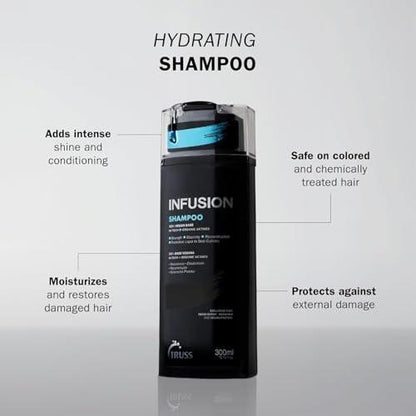 TRUSS Infusion Haar Shampoo - Reinigendes Shampoo für trockenes Haar, Reparatur, Feuchtigkeit und Schutz - 100% vegan, farbschonend mit Anti-Aging-Vorteilen (300 ml)