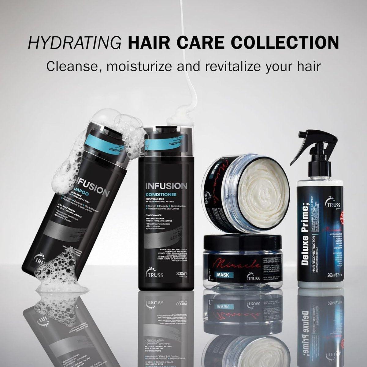 TRUSS Infusion Haar Shampoo - Reinigendes Shampoo für trockenes Haar, Reparatur, Feuchtigkeit und Schutz - 100% vegan, farbschonend mit Anti-Aging-Vorteilen (300 ml)
