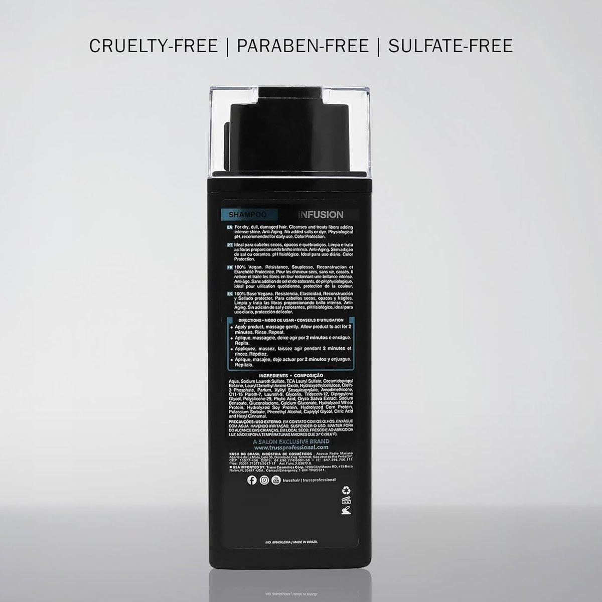 TRUSS Infusion Haar Shampoo - Reinigendes Shampoo für trockenes Haar, Reparatur, Feuchtigkeit und Schutz - 100% vegan, farbschonend mit Anti-Aging-Vorteilen (300 ml)