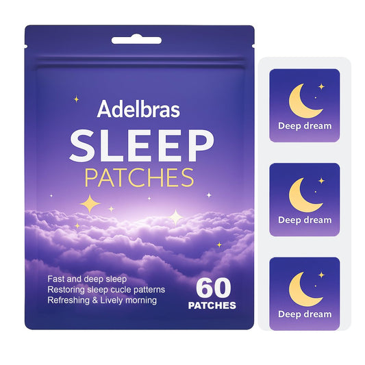 Adelbras Schlafpflaster für Erwachsene, verbesserte natürliche Inhaltsstoffe, schnell wirkendes Melatonin & Baldrian, langanhaltende Nachtruhe Schlafhilfe für Männer & Frauen