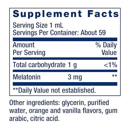 Life Extension Fast-Acting Liquid Melatonin 3 mg – Zitrus-Vanille-Geschmack – Unterstützt gesunden Schlaf und zirkadiane Rhythmen – Glutenfrei, Nicht-GMO – 60 ml
