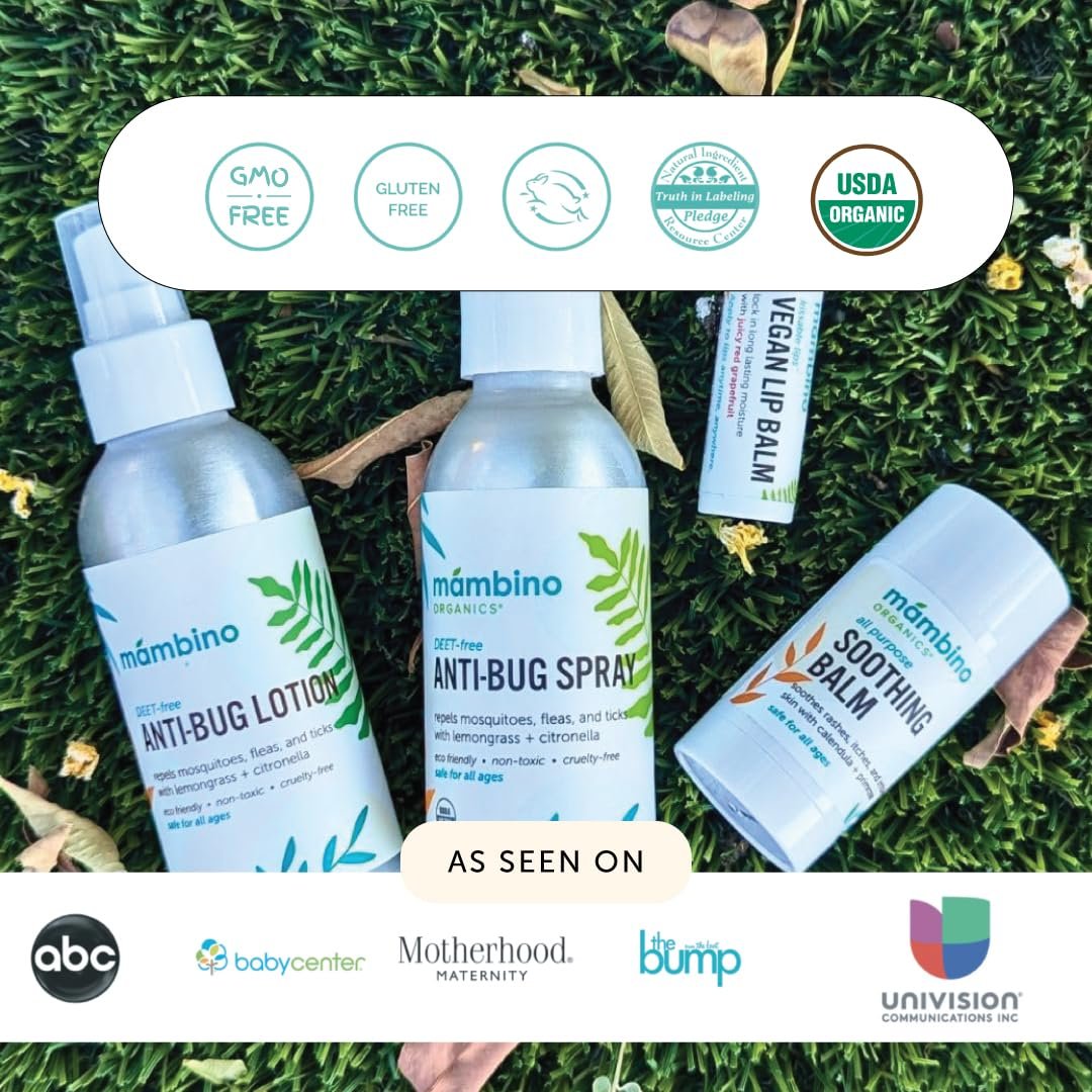 Mambino Organics Anti-Bug Spray – DEET-freier, organischer Mückenschutz mit ätherischen Ölen, riffsicher, gesichtssicherer Schutz für Babys, Kinder und Erwachsene, 80 ml