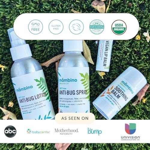 Mambino Organics Anti-Bug Spray – DEET-freier, organischer Mückenschutz mit ätherischen Ölen, riffsicher, gesichtssicherer Schutz für Babys, Kinder und Erwachsene, 80 ml