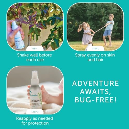 Mambino Organics Anti-Bug Spray – DEET-freier, organischer Mückenschutz mit ätherischen Ölen, riffsicher, gesichtssicherer Schutz für Babys, Kinder und Erwachsene, 80 ml