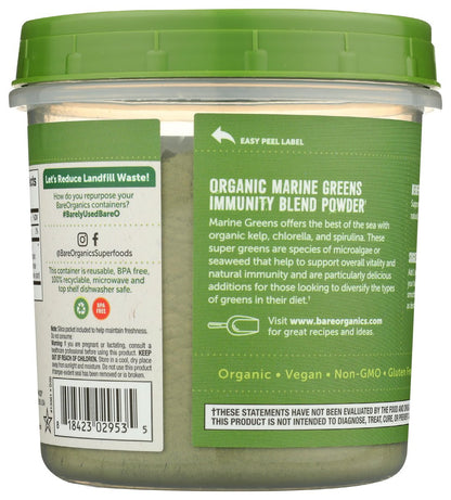 BareOrganics Marine Super Greens Pulver – USDA Bio, Vegan, Glutenfrei, Non-GMO, BPA-frei, Superfood-Pulver mit Bio-Kelp, Spirulina & Chlorella - 227 g
