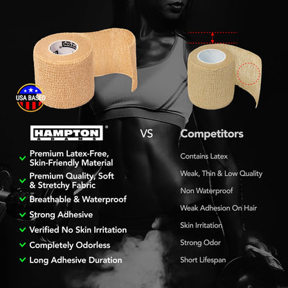 Hampton Adams Selbstklebender Verband (14er-Pack) | 15ft | Haustiersicher | Atmungsaktive elastische Kohäsionsbandage für Sportverletzungen (Regenbogen-Mix)