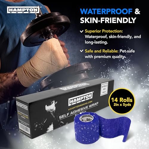 Hampton Adams Selbstklebender Verband (14er-Pack) | 15ft | Haustiersicher | Atmungsaktive elastische Kohäsionsbandage für Sportverletzungen (Regenbogen-Mix)