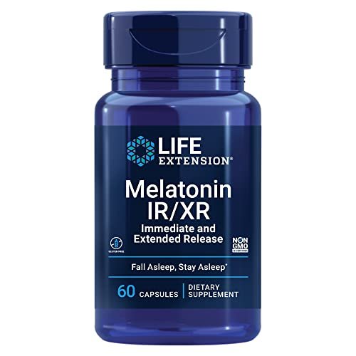 Life Extension Melatonin IR/XR 1,5 mg – Schlafunterstützung mit sofortiger & verlängerter Freisetzung, 60 Kapseln