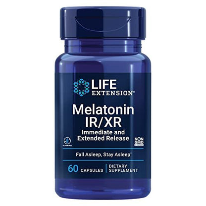 Life Extension Melatonin IR/XR 1,5 mg – Schlafunterstützung mit sofortiger & verlängerter Freisetzung, 60 Kapseln