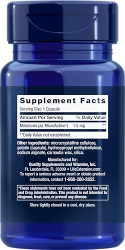 Life Extension Melatonin IR/XR 1,5 mg – Schlafunterstützung mit sofortiger & verlängerter Freisetzung, 60 Kapseln