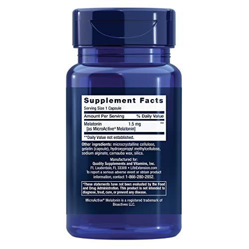 Life Extension Melatonin IR/XR 1,5 mg – Schlafunterstützung mit sofortiger & verlängerter Freisetzung, 60 Kapseln